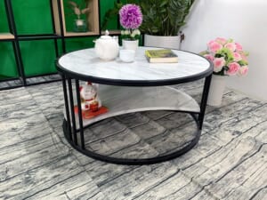 Bộ mặt bàn 2 tầng khuyết đá trắng Hy Lạp ĐK 800 4