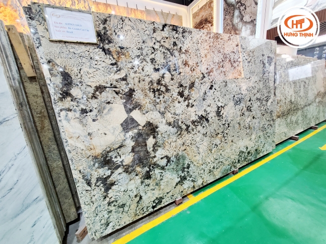 Mặt đá Granite Alpinus Gold bóng đẹp chống thấm nước siêu tốt