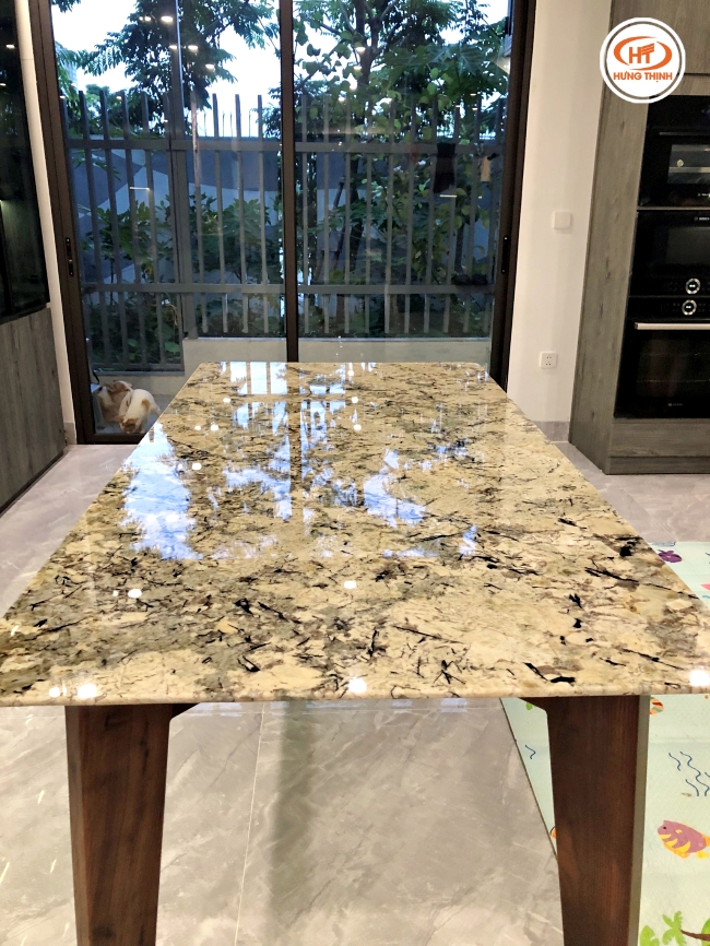 Hoàn thiện thi công mặt bàn đá Granite Blue Persa