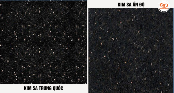 Đá Granite Kim Sa Trung Ấn Độ (phải) và kim sa Trung Quốc (trái)