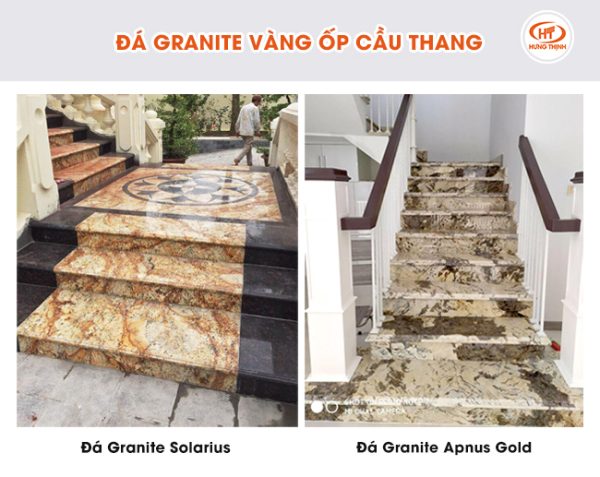 Mẫu đá Granite vàng ốp cầu thang