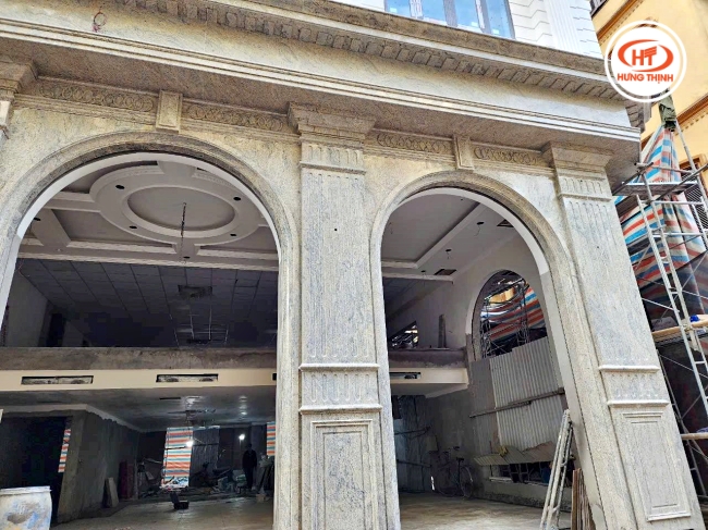 Hình ảnh thực tế đá hoa cương Ivory Fantasy ốp mặt tiền