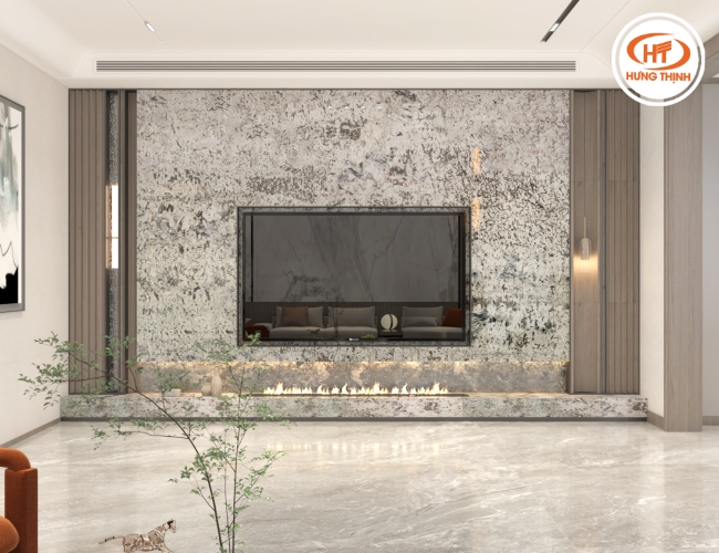 Vách ti vi với đá Granite