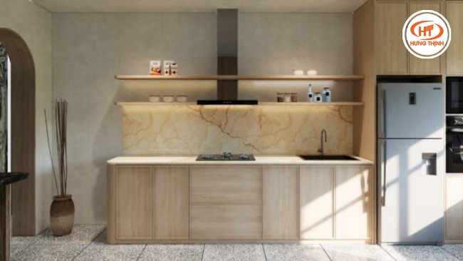 Ốp bàn bếp bằng đá Marble Rosa Light giúp căn bếp nhà bạn thêm phần sang trọng