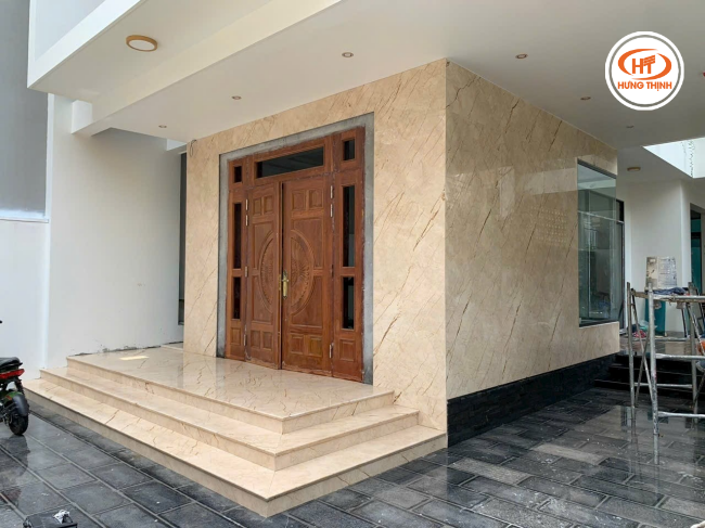 Ốp mặt tiền bằng đá Marble Rosa Light