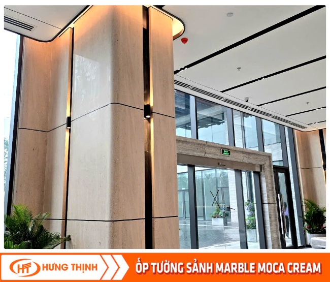 Đá Marble Moca Cream ốp tường sảnh sang trọng