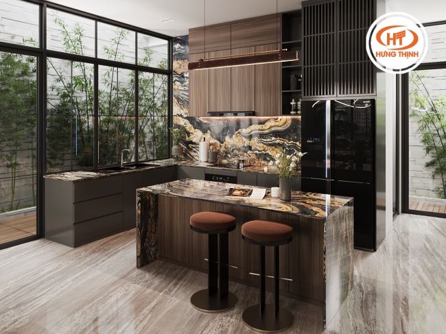 Ốp bếp với đá Granite Black Taurus