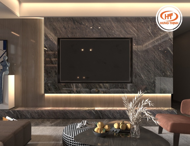 Đá Granite ốp vách ti vi sang trọng