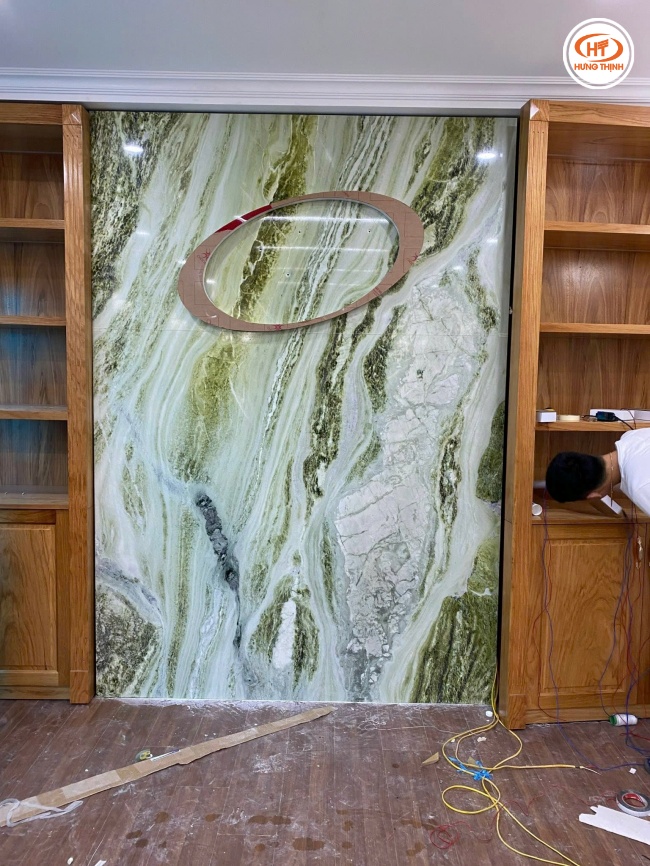 Đá Marble Xanh Ngọc Văn Chấn ốp tường độc đáo