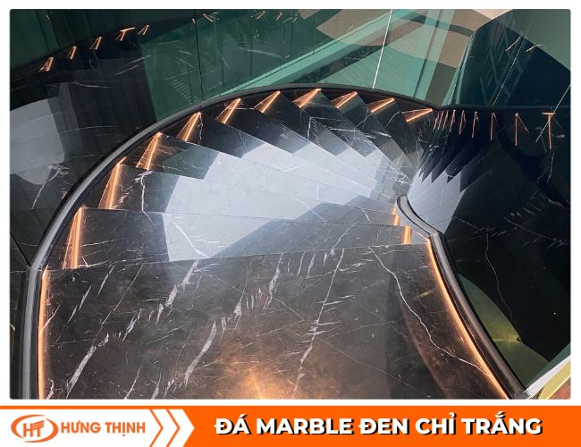 Đá Marble đen tia chớp ốp cầu thang