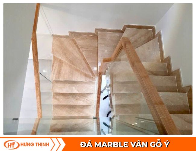 Đá cẩm thạch vân gỗ Ý ốp cầu thang