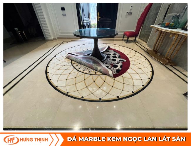 Đá cẩm thạch kem Ngọc Lan lát sàn hoa văn độc đáo