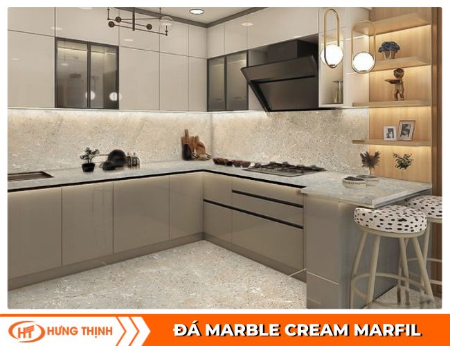 Đá Marble Cream Marfil ốp bếp