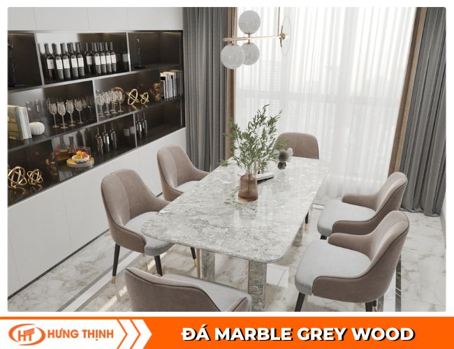 Đá cẩm thạch Grey Wood làm bàn bếp siêu đẹp