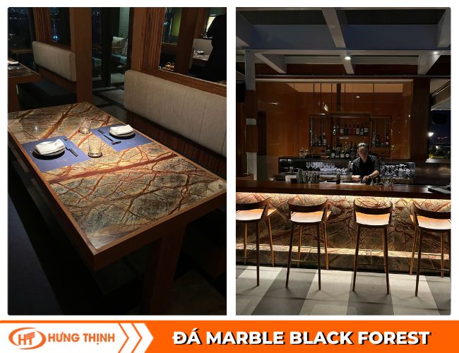 Đá Marble Black Forest làm bàn ăn, quầy bar