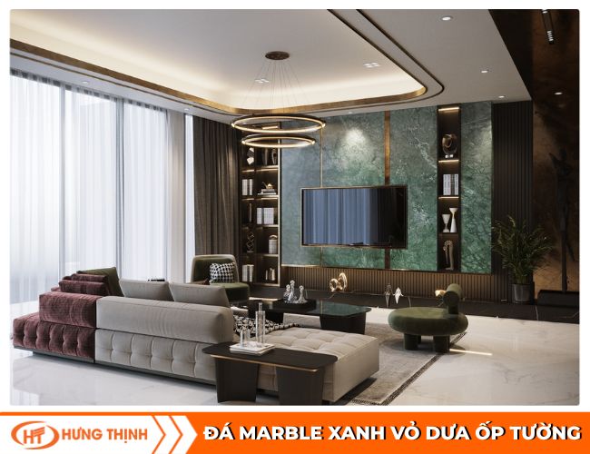 Đá cẩm thạch xanh vỏ dưa ốp tường