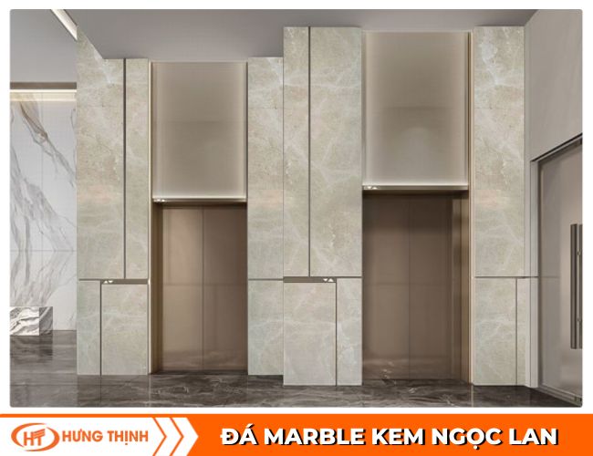 Đá Marble kem Ngọc Lan ốp mặt tiền thang máy sang trọng
