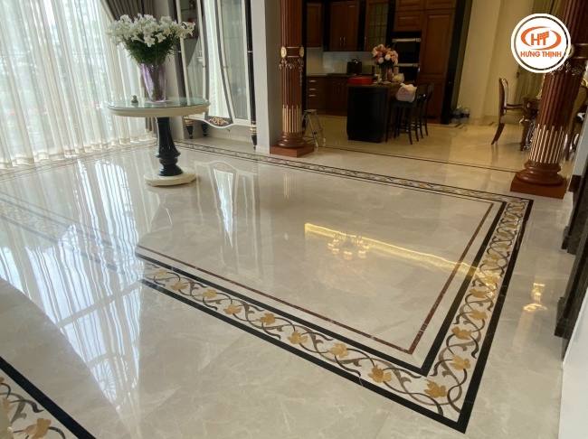 Đá Marble Kem Ngọc Lan lát sàn hoa văn độc đáo