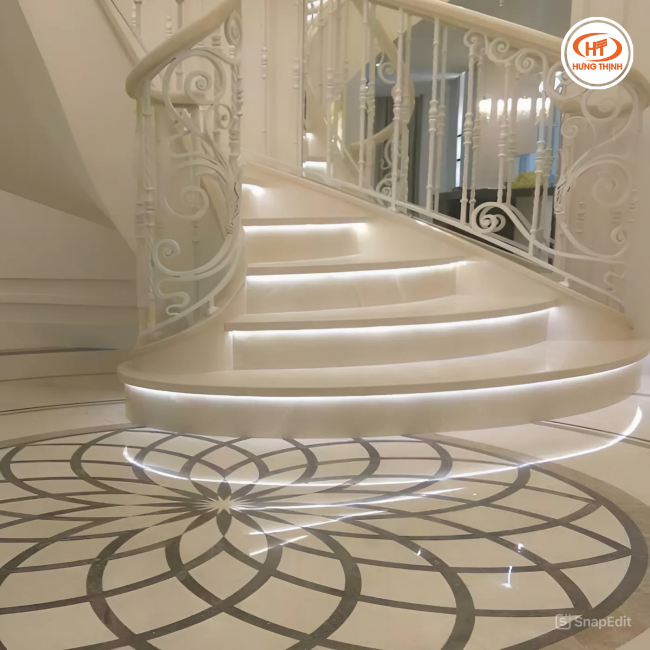 Đá Marble Kem Ngọc Lan ốp cầu thang