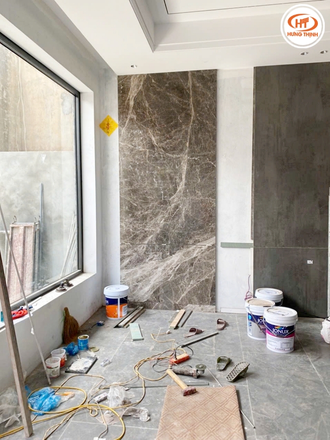Công trình thực tế đá cẩm thạch Konya Grey ốp tường