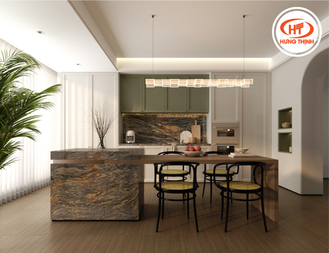 Đá Granite Titanius kết hợp với nội thất hiện đại