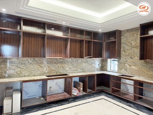 Đá ốp mặt bếp Blue Dunes đep, sang trọng