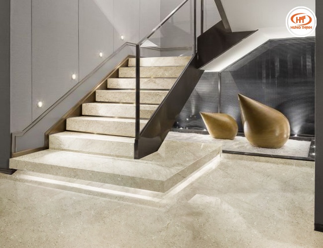 Đá Marble Crema Marfil ốp cầu thang