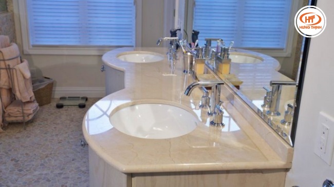 Đá Marble Cream Macfil ốp lavabo