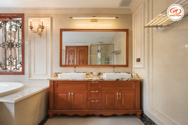 Đá Marble Crema Marfil ốp tường nhà tắm