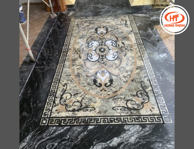 Thiết kế sàn nhà phối hợp giữa các hoa văn tạo điểm nhấn cho căn nhà