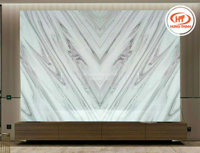 Đá Granite Bruno White còn được dùng để ốp vách tivi