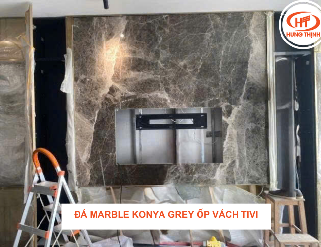 Công trình thực tế sử dụng đá Marble ốp vách tivi
