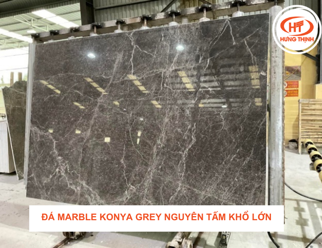 Đá marble Konya Grey nguyên tấm nhập khẩu Tây Ban Nha là loại đá ốp tường phòng khách ưa chuộng