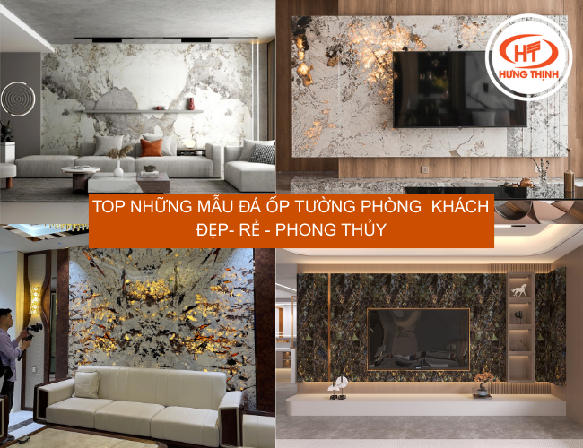đá ốp tường phòng khách