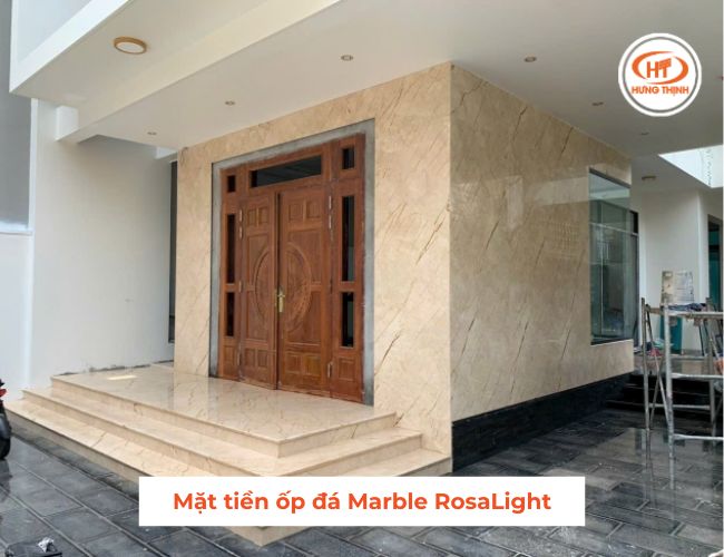 Mặt tiền đá Marble RosaLight đơn giản, sang trọng. 