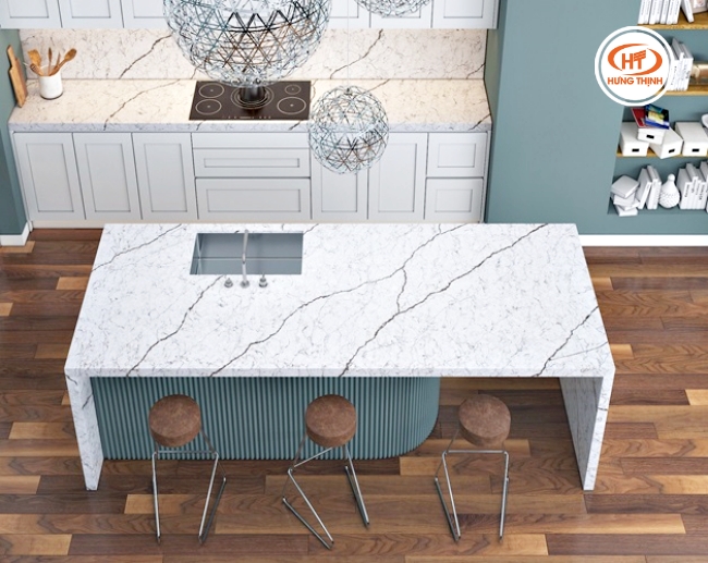 Bàn bếp và bàn đảo ốp đá BQ8788 đẹp. 
