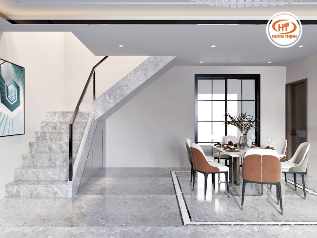 Đá cẩm thạch Savana Grey lát sàn và ốp cầu thang