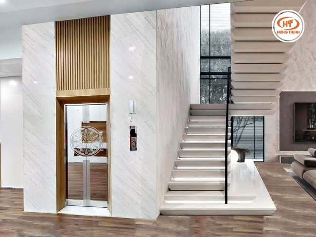 Đá Marble được ứng dụng nhiều trong ốp mặt thang máy.
