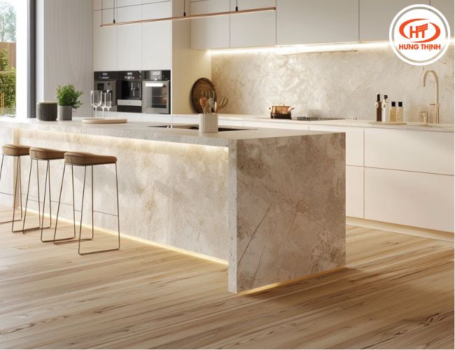 Tông màu trắng be của đá phối được với nhiều phong cách nội thất khác nhau. 