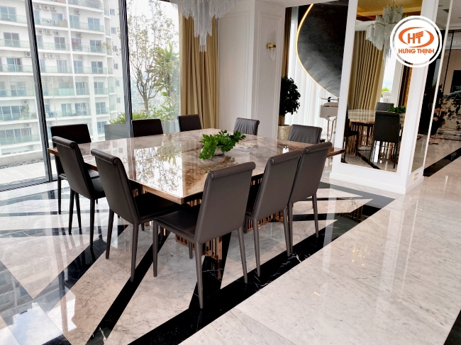 Đá Marble trắng Ý khổ lớn lát sàn giúp làm thoáng không gian
