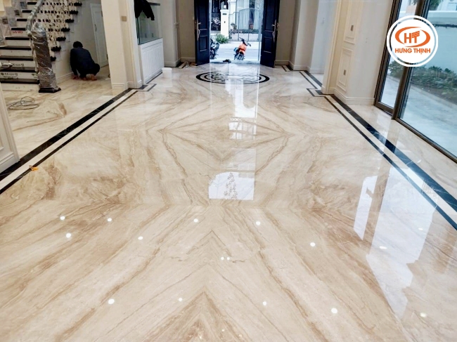 Lát sàn đá Marble vân gỗ chéo – lựa chọn cá tính, hiện đại cho không gian sáng tạo
