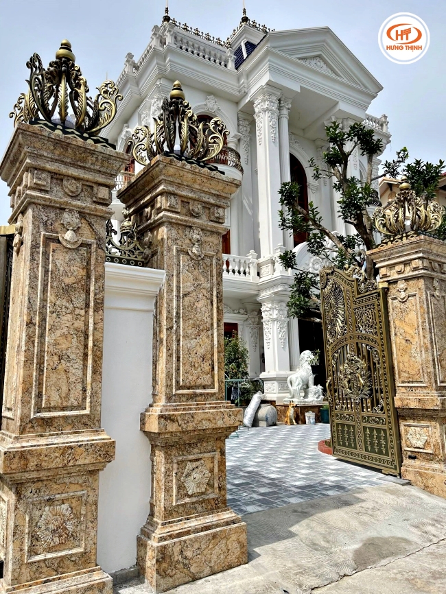 Đá hoa cương Solarius được sử dụng phổ biến để ốp mặt tiền nhà, biệt thự