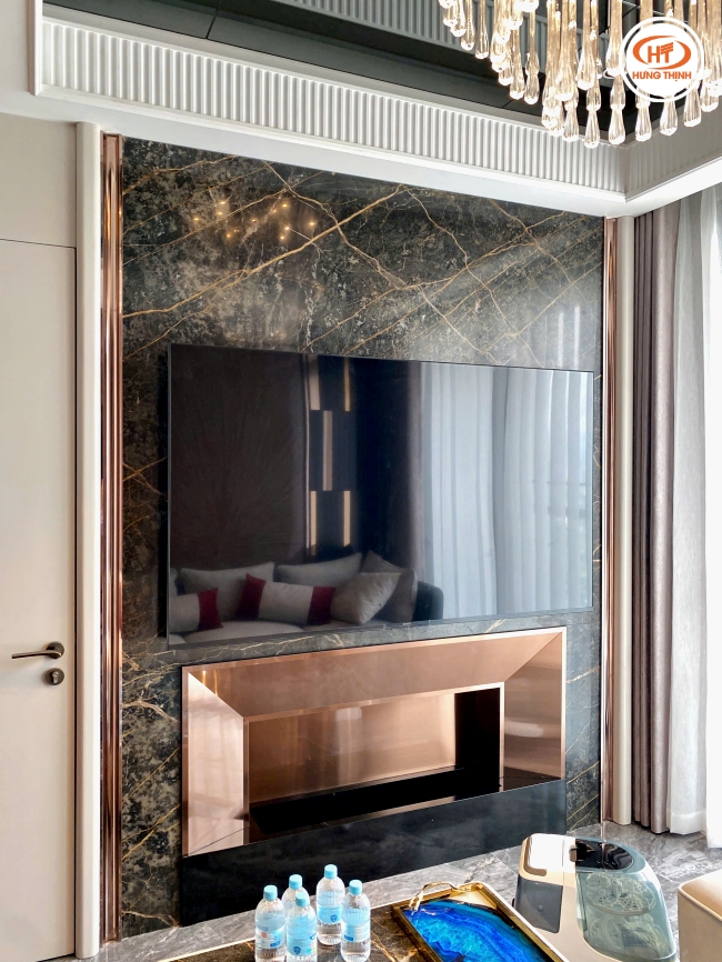 Vách ti vi đá Marble nhìn cực sang trọng