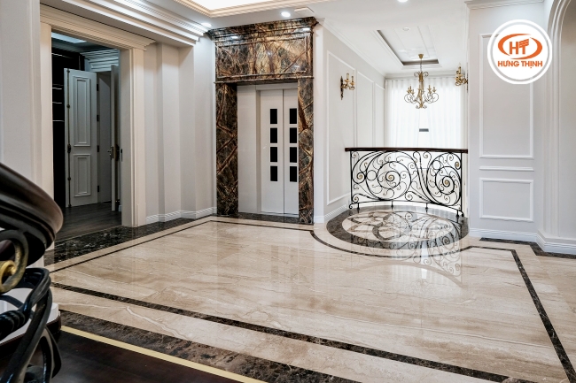 Đá Marble vân gỗ ý nổi bật nhờ màu vân nhẹ nhàng, sang trọng