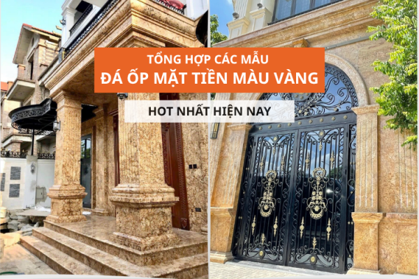 đá ốp măt tiền màu vàng