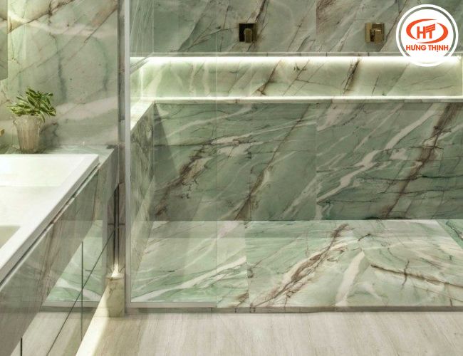 Nhà tắm ốp đá Thạch anh Green New Tiffany sang trọng.