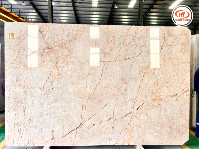 Hình ảnh mặt đá cẩm thạch Rosa Light: màu sắc và đường vân. 