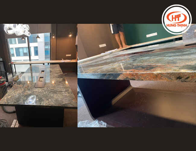 Bàn ăn, bàn bếp ốp đá tự nhiên Granite Lava Oro chống trầy xước