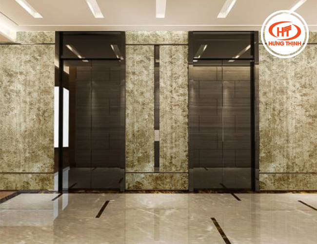 Các sảnh, thang máy thường sử dụng đá Marble nâu nhạt để ốp 