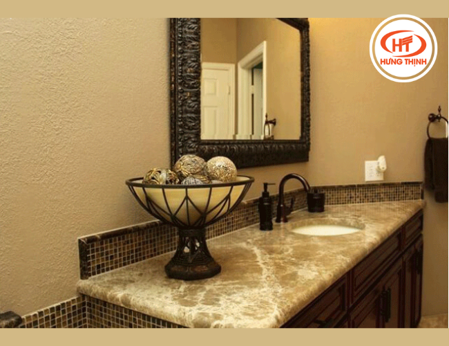 Với những không gian sang trọng, đá Marble nâu nhạt luôn được ưu tiên